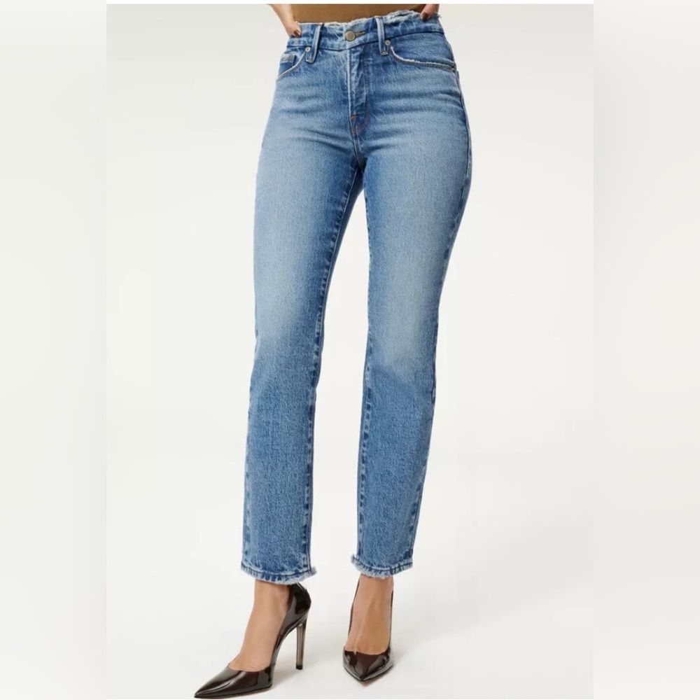 Good American Med Wash Straight Leg Jean Size 14